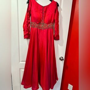 Ethnic Indian red anarkali gown Indian reception outfit